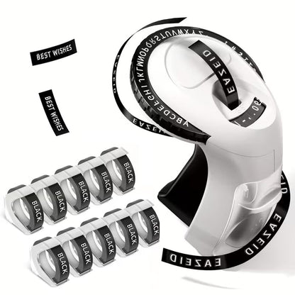 3D Vintage Embossing Label Maker Machine with 10 Rolls Tapes, Omega S Handheld Portable Inkless Embosser Label Printer for Home, Office, DIY&Craft, White & Black