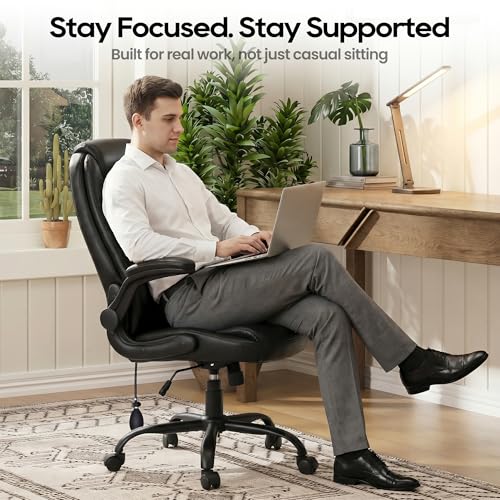 MALOL Leather Office Chair with Adjustable Lumbar Support Set of 2, Black - color: Black, size: Set of 2