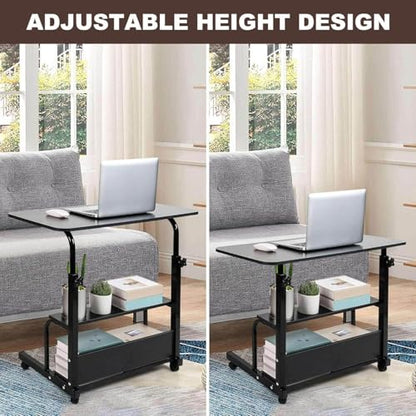 Adjustable Height Mobile Computer Desk with Wheels Black 31.5X15.7 Inches - color: Modern Black