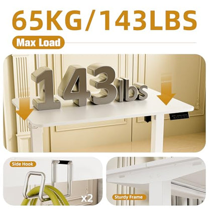 Small Standing Desk,35"x24" Height Adjustable Sit-Stand Home Office,White | Electric Adjustable Standing Desk, Sit to Stand Computer Office Desk with Splice Board, Memory Preset, Lifts 28.7''-46.5" - color: White, size: 35 inch