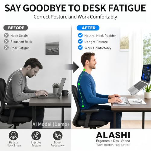ALASHI 360° Rotating Laptop Stand, Multi-Angle, 10-17", White - color: A-White