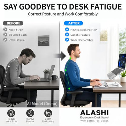 ALASHI 360° Rotating Laptop Stand, Multi-Angle, 10-17", White - color: A-White
