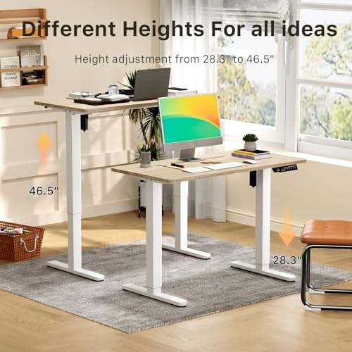 JOY worker Small Electric Sit Stand Desk, 40" Whole Piece Height Adjustable - color: Light Walnut, size: 40" * 20"