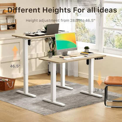 JOY worker Small Electric Sit Stand Desk, 40" Whole Piece Height Adjustable - color: Light Walnut, size: 40" * 20"