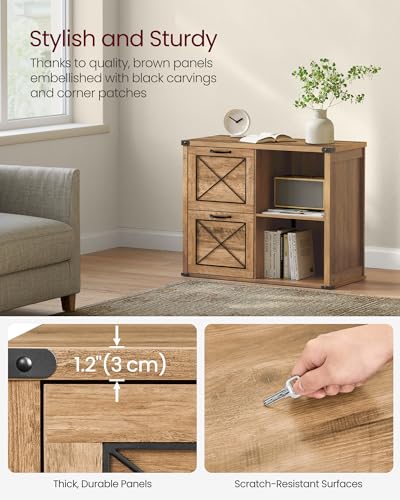 VASAGLE Lateral File Cabinet, Filing Cabinet with 2 Drawers, Printer Stand - color: Honey Brown, style: 2 Drawers with Adjustable Shelf