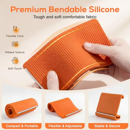 Flexible Silicone Aluminum Phone Stand,2026 New Anti-Slip Fexible Silicone Phone Holder,Folded into Any Shape Phone Holder for Tablet Laptop,Travel, Desk,Bed,Treadmill (Orange 1PCS) - color: Orange