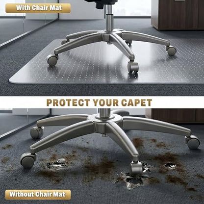 Heavy Duty Office Chair Mat for Carpet, 32" x 55" Clear Hard Carpet Protector Mat, Anti-Slip Desk Floor Mat for Office Chair on Carpeted Floors, Easy Glide, Ship Flat - size: 32" x 55"