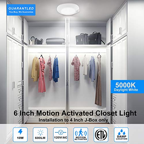 Closet Lights Motion Sensored, LED Closet Light Motion Activated, 5000K Daylight 6-7/8 Inch 10W Motion Sensor Ceiling Light, Closet Lights Wired, Pantry Light 90CRI, No Battery, Damp Rated ETL - color: 5000K Daylight