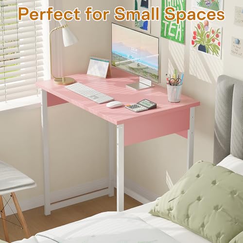 ALISENED Small Computer Desk, 30 Inch Home Office Desk, Computer Desk for Bedroom Study Writing, Compact Desk, Office Desk with Metal Frame, Pink - color: Pink, size: W-30in