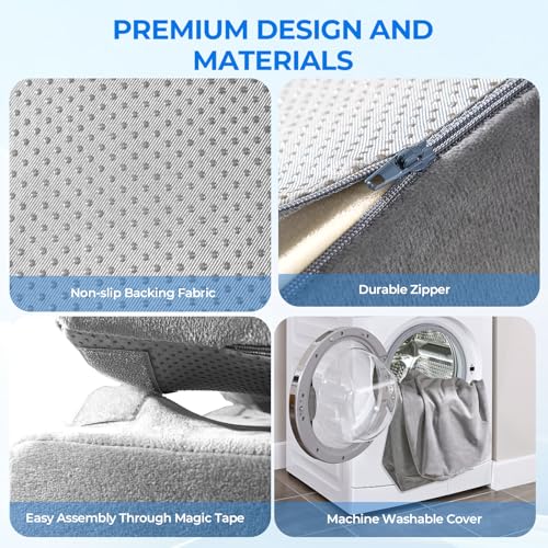 3-Level Adjustable Foot Rest for Under Desk at Work, Grey, 17x11.2x17 Inch | Ergonomic High-Density Foam Footstool Footrest Pillow with Crystal Velvet & Washable Cover for Office/Home/Game Chair - color: Gray