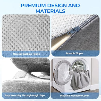 3-Level Adjustable Foot Rest for Under Desk at Work, Grey, 17x11.2x17 Inch | Ergonomic High-Density Foam Footstool Footrest Pillow with Crystal Velvet & Washable Cover for Office/Home/Game Chair - color: Gray