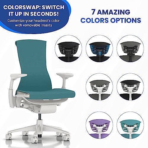 OFFICE LOGIX SHOP Embody Headrest Compatible with Herman Miller Embody Chair (Galaxy Fabric/White Frame) - color: Galaxy Fabric/White Frame