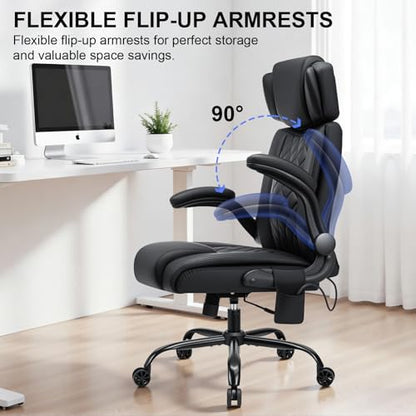 HOFFREE Comfy Computer Chair with Adjustable Lumbar Support (Black) - color: Dark