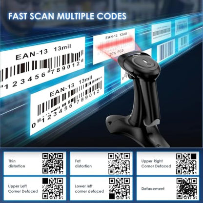 Eyoyo Handheld 2D&1D Bluetooth Barcode Scanner Wireless with Stand