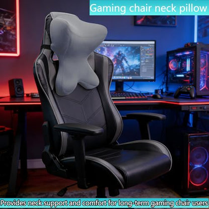 Car Neck Pillow for Driving Seat headrest Pillow/Gaming Chair Pillow with Adjustable Strap Removable Cover Ergonomic Design Neck Support Pillow for Car, Office Chair, Gaming Chair (Grey) - color: Neck Grey