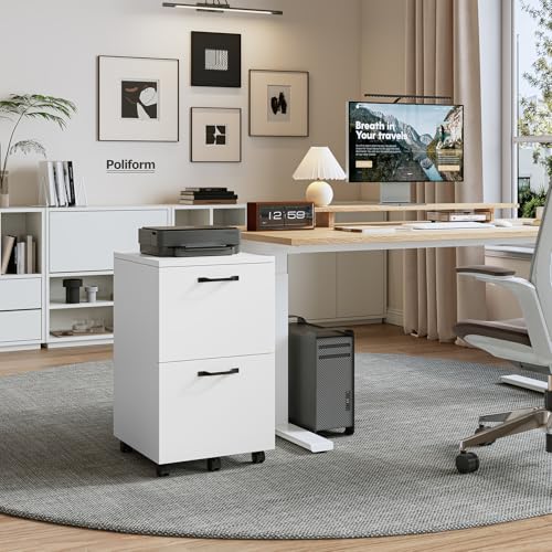 Sweetcrispy 2-Drawer Rolling File Cabinet, Under Desk Storage, White