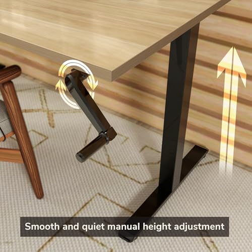 Mount-It! Hand Crank Standing Desk, 55" One-Piece Maple Top, 132 lbs - color: Maple