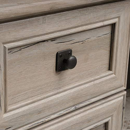 Sauder Palladia L Shaped Desk with Drawers, Office Desk with File Cabinet Storage, Cable Management, Keyboard Tray, in Split Oak finish - color: Split Oak
