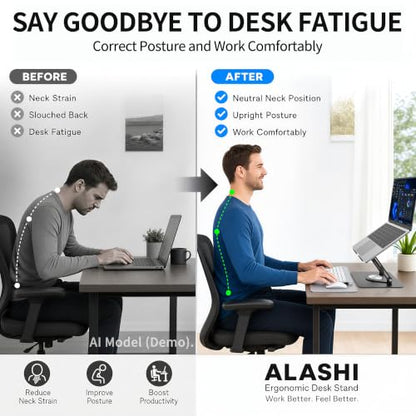 ALASHI 360° Rotating Laptop Stand, Multi-Angle, 10-17", Black - color: F-Black