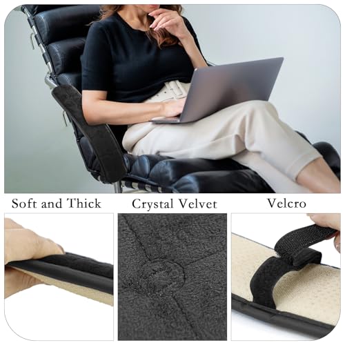 2 PCS Chair Armrest Pads, Soft Velvet Cushion Covers for Office Gaming Chairs, Breathable Elbow Support Universal Fit, Slip-On Armrest Covers for Desk Chair