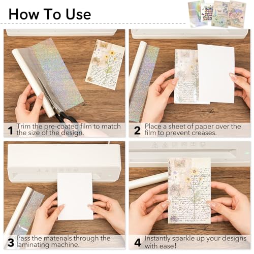 BOPP Holographic Precoated Film 22cm x 5m – Clear Star Pattern Waterproof Thermal Laminating Roll Compatible with Laminators for DIY Paper Crafts, Stickers, Card Making, Photo Protection - color: Clear Star