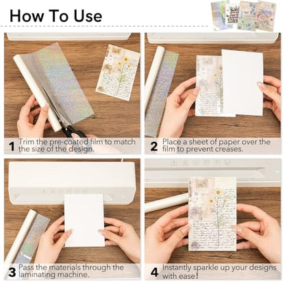 BOPP Holographic Precoated Film 22cm x 5m – Clear Crystal Dot Pattern Waterproof Thermal Laminating Roll Compatible with Laminators for DIY Paper Crafts, Stickers, Card Making - color: Clear Crystal Dot
