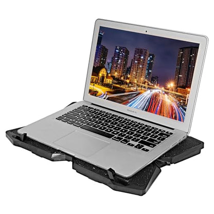 Portable Metal Mesh Laptop Cooler Cooling Pad, 4 Quiet Fans w/Red LED Light, Adjustable Height, Up to 17" Inch Notebook, 2 USB Interface w/Speed Control Switch, Non-Slip - Black (11148) - size: 4 Quiet Fans w/Red LED Light