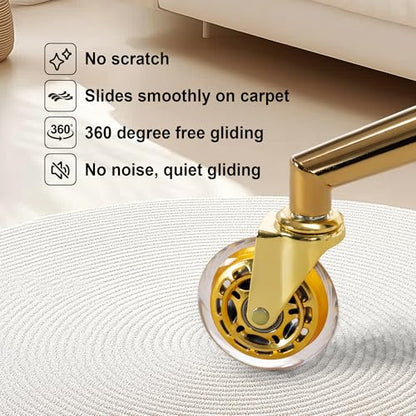 Frassie Metal Chair Base Replacement Gold Set with Plate, Cylinder, Wheels
