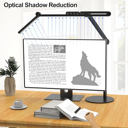 Micomlan Architect Desk Lamp with Atmosphere Lighting, Adjustable Led Desk Light for Home Office with Base, 24W Bright Auto Dimming Table Light with Rotatable Swing Arm for Workbench Computer - color: Black