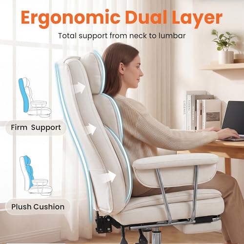 NEO CHAIR Big & Tall Leather Office Chair, High Back, Lumbar Support, White | Gaming Chair for Adults and Computer Use, Reclining Office Chair with Foot Rest, Massage, Comfy Design and Heavy Duty Support - color: White