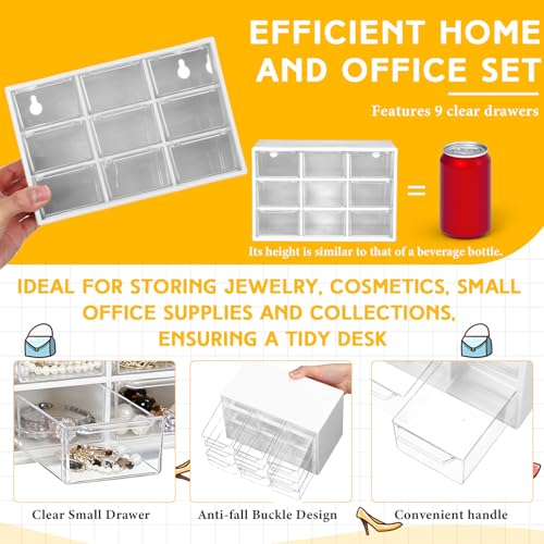 Wenqik 2 Pcs Mini Storage Drawers with 9 Clear Drawers,Black, White - color: Black, White