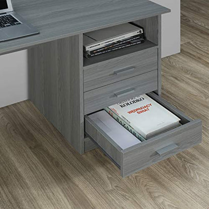 Techni Mobili 51 Inch Classic Computer Desk w/Drawers & Storage, Grey - color: Light Grey