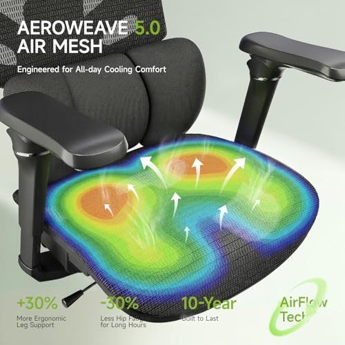 S9 Ergonomic Office Chair 3-Zone Lumbar Support for Back Pain Relief - color: Breathable Black