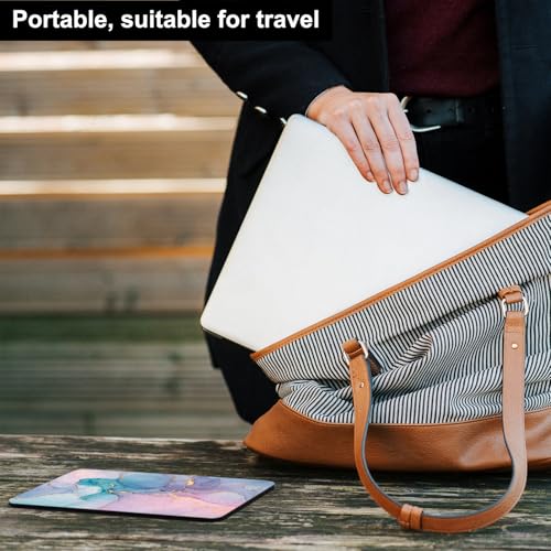 Audimi Small Mouse Pad 6 x 8 Inch, Mini Mouse Pad Thick for Laptop Wireless Mouse Home Office Travel, Portable & Washable (Colorful Marble) - color: purple pink gold ink