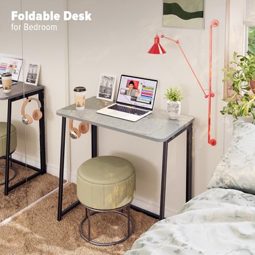 WOHOMO Folding Desk, 31.5" Foldable Computer Table for Small Spaces, Grey - color: Grey, size: Small Size:31.5 x 15.7