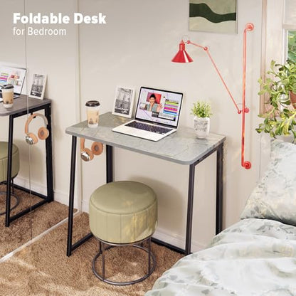 WOHOMO Folding Desk, 31.5" Foldable Computer Table for Small Spaces, Grey - color: Grey, size: Small Size:31.5 x 15.7