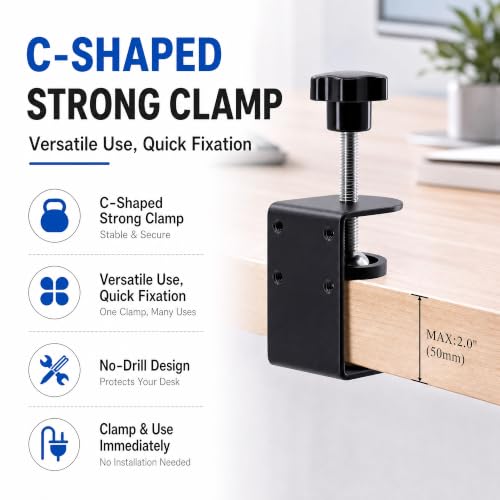 Small C Clamps 2 Inch with 4 Small Holes in the Back, 1-Pack Adjustable Desk C-Clamp for Range 0.39"~2", Versatile Clamp for Brake, Parts Assembly, Fastening, Welding, Woodwork, Metal Work - size: 2 in, style: 1-Pack
