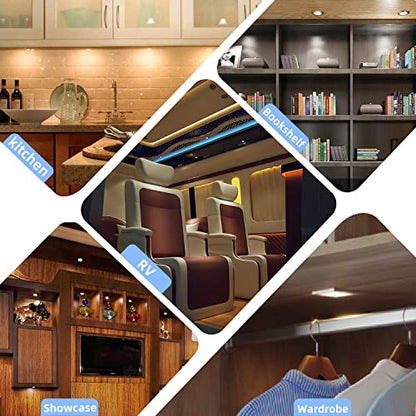 VST Under Cabinet Mini Panel Lighting 3PCS 3.94inch 12V 2.5W(Total 7.5W) with Wireless Dimmer Switch, Surface Mount Puck Light for Kitchen Van Truck Car Galley Downlight (Square Silver 4000K) - color: 3 Pack Square Silver