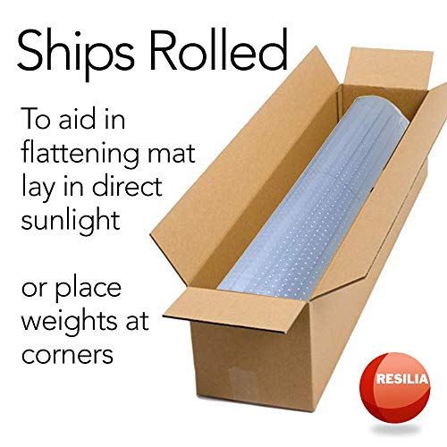 RESILIA Office Desk Chair Mat with Lip - for Low Pile Carpet (with Grippers) Clear, 45 Inches x 53 Inches, Made in The USA - color: Clear, size: 45" x 53" with lip