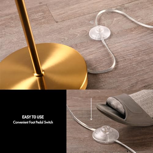 O’Bright Strata Wooden Floor Lamp - Mid Century Modern Standing Lamp with Layered Wood Shade, Tall Reading Lamp for Living Room, Bedroom, Office, Antique Brass, Dark Oak, Cascade Shade - color: Antique Brass-Dark Oak-Cascade