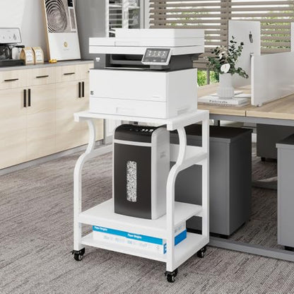 Natwind 3 Tier Large Printer Stand, 24"x20", with Charging Station,White - color: White