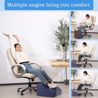 Foot Rest for Under Desk at Work.Multifunctional 3-Tier Foot Stool - color: Light Blue