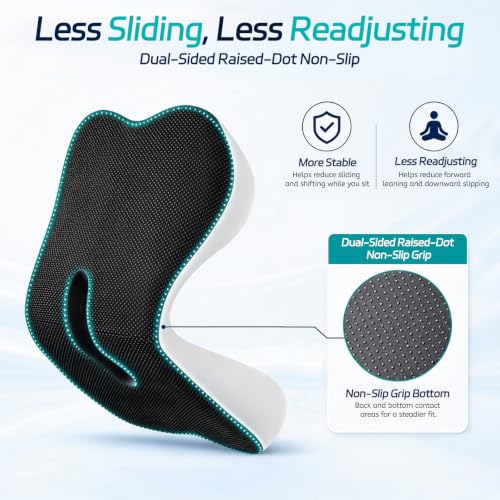 Cool & Dry Seat Cushion & Back Support for Coccyx & Lumbar Relief - color: Gray/White Airflow