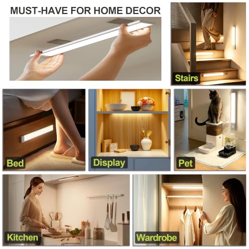 6 Pack Under Cabinet Lighting, 10in Rechargeable Motion Sensor Light Indoor - size: 10in-6pack
