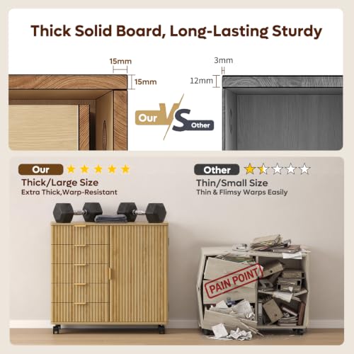 Bestier Office Storage Cabinet with 5 Drawer Adjustable Shelf, Oak - color: Oak