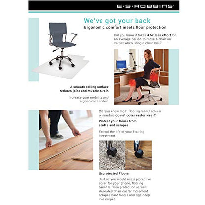 ES Robbins Low Pile Carpet Chair Mat, 36" x 48" Rectangle, Black - style: Low Pile Carpet