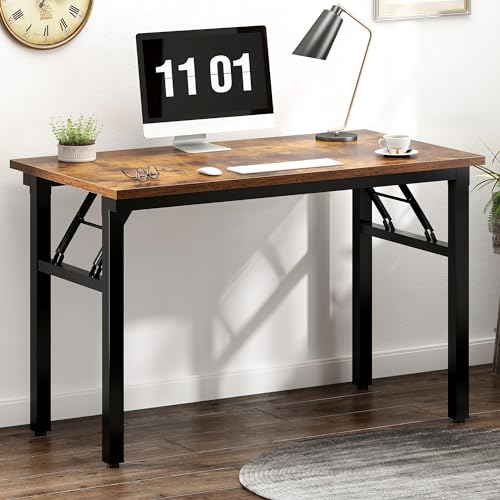 Need Small Folding Computer Desk, 39.4 Inch Writing Table, Rustic Brown - color: Rustic Brown, size: 39.4 inches