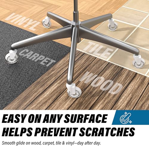 WEWILL Office Chair Wheels - Rubber Casters Replacement Universal Fit 98% Chair(Set of 5) Heavy Duty 3 Inch Smoothly & Quietly Safe for All Floor, Hardwood, Tile, Carpet, Noise Free - White - color: White