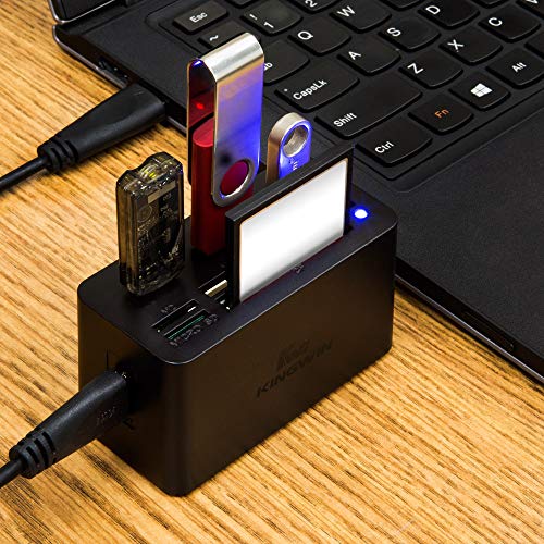 Kingwin USB HUB Adapter w/ Memory Card Reader Writer & USB 3.0 HUB Combo - Supports High Speed SD MS Micro M2 CF Card Reader For Macbook, Laptop, Desktop - Includes USB Cable 5 Gbps Speed, Black - style: USB 3.0