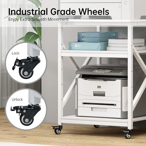 Fannova 3D Printer Stand 23.6"x23.6" with Height Adjustable Storage Shelf - color: White
